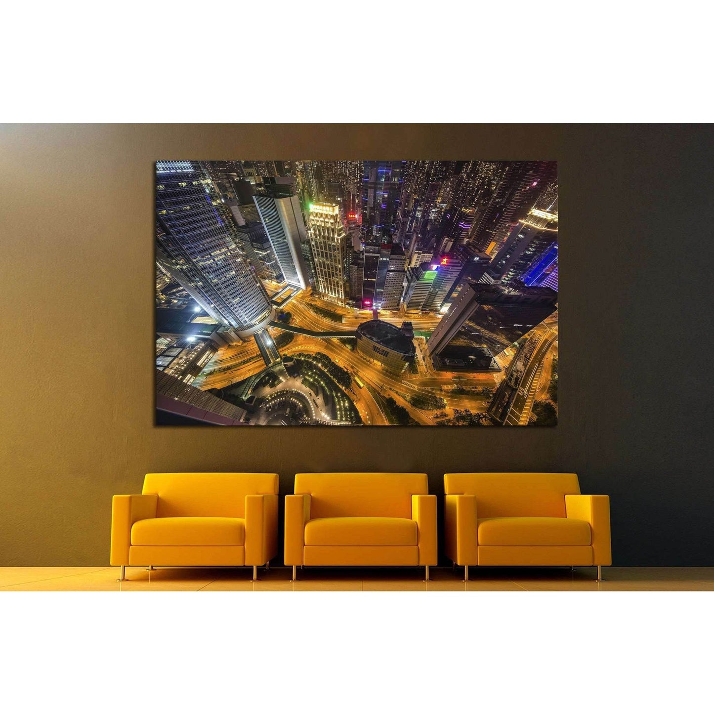 Hong Kong night landscape, China №1235 Ready to Hang Canvas Print - Zellart Canvas Prints ALL_Products, s-1235