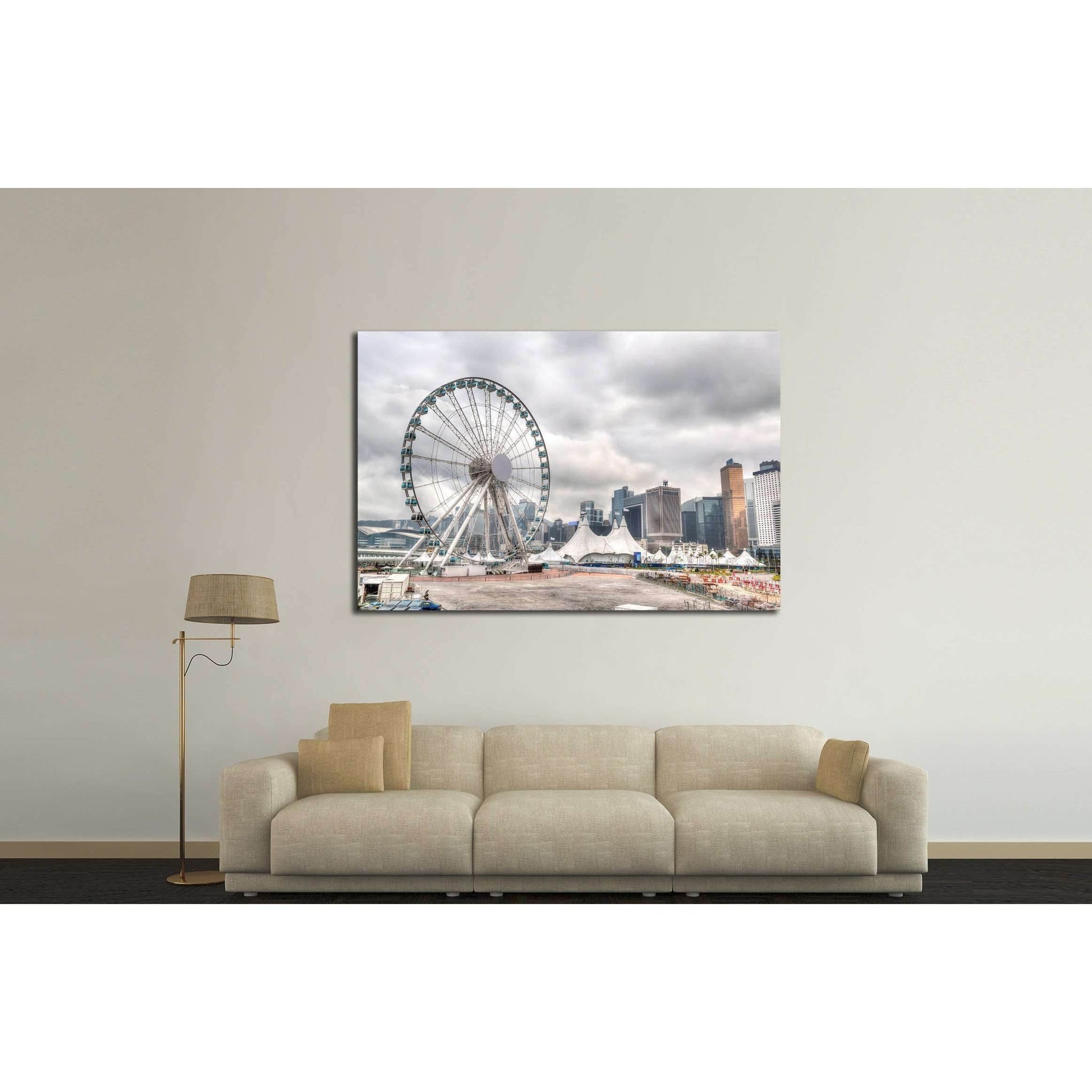 Hong Kong skyline at downtown Central Pier overlooking Victoria Harbor №2330 Ready to Hang Canvas Print - Zellart Canvas Prints ALL_Products, s-2330