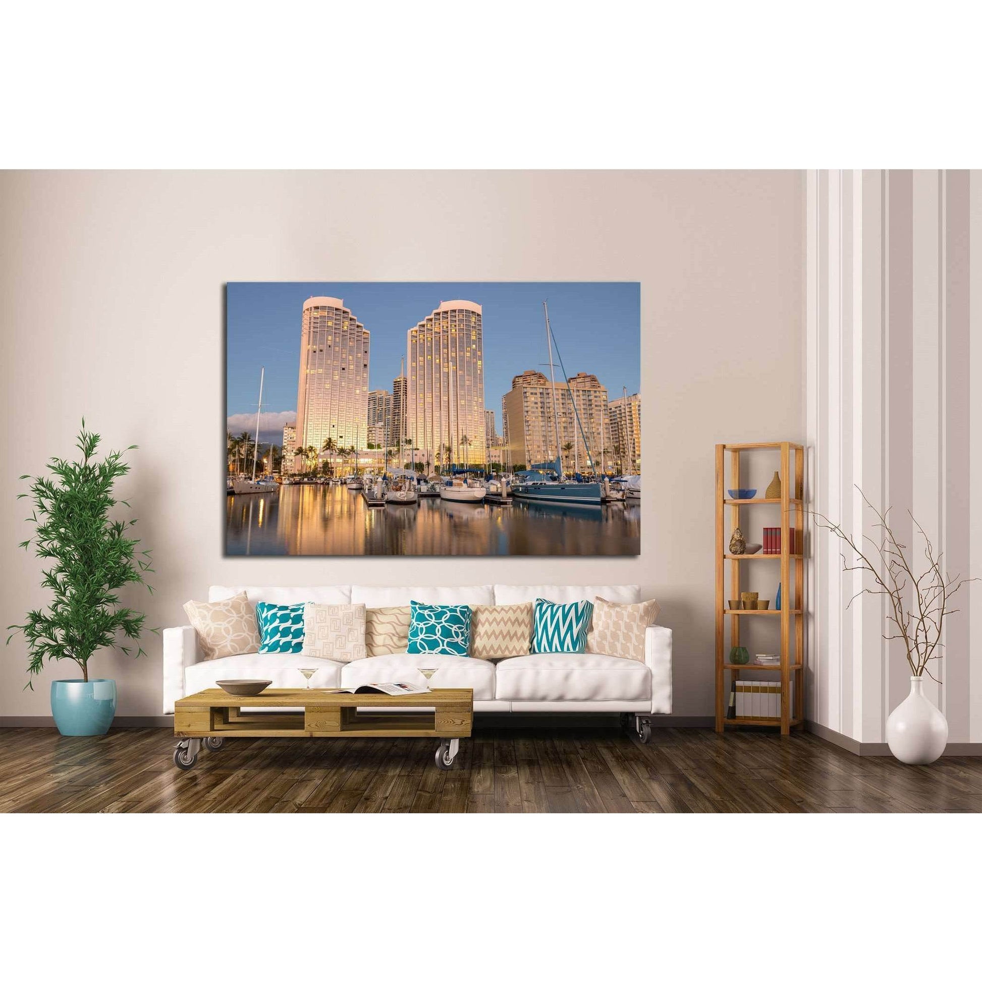 Honolulu, Hawaii №1145 Ready to Hang Canvas Print - Zellart Canvas Prints ALL_Products, s-1145