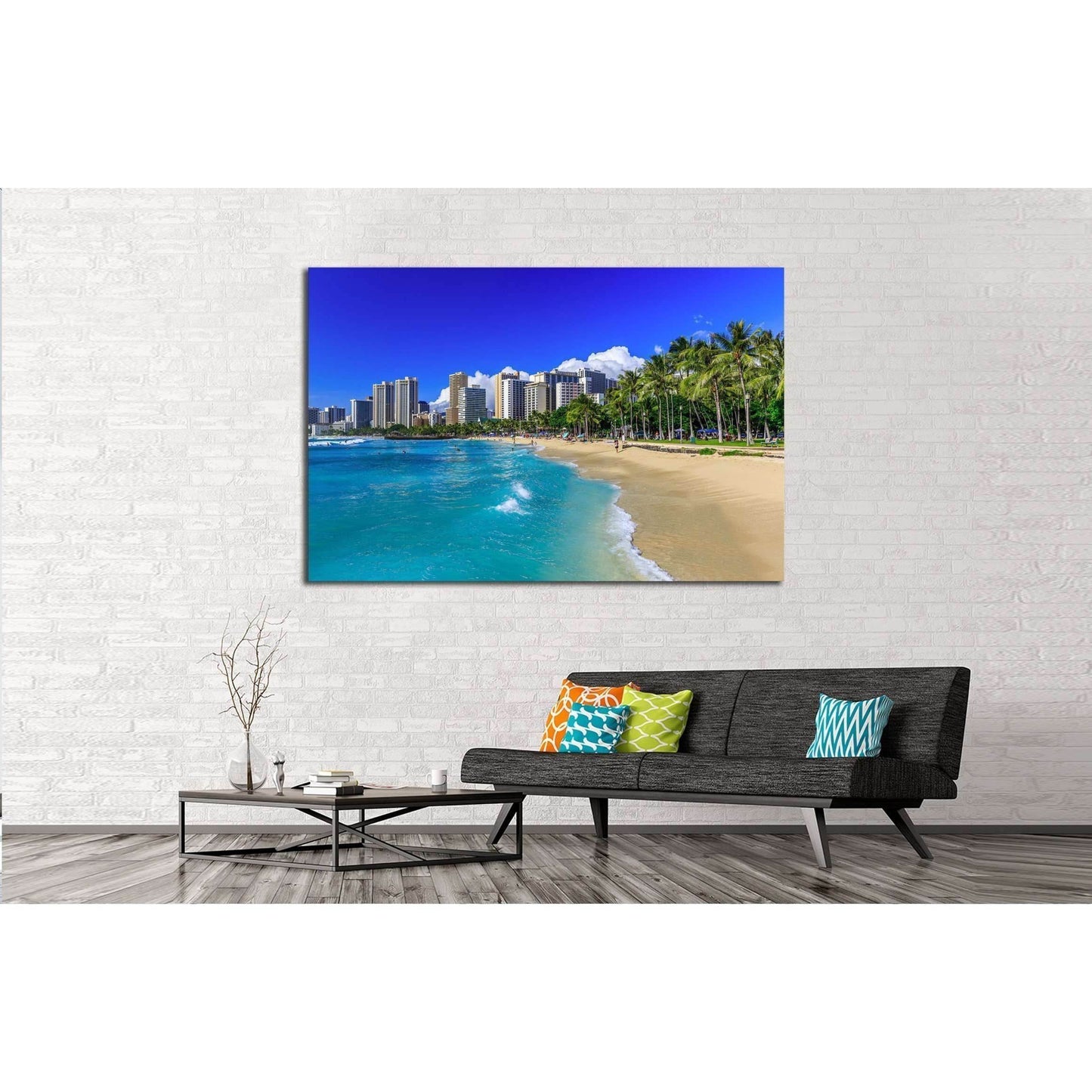 Honolulu, Hawaii. Waikiki beach and Honolulu's skyline №2302 Ready to Hang Canvas PrintCanvas art arrives ready to hang, with hanging accessories included and no additional framing required. Every canvas print is hand-crafted, made on-demand at our worksh