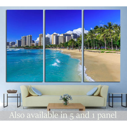 Honolulu, Hawaii. Waikiki beach and Honolulu's skyline №2302 Ready to Hang Canvas PrintCanvas art arrives ready to hang, with hanging accessories included and no additional framing required. Every canvas print is hand-crafted, made on-demand at our worksh