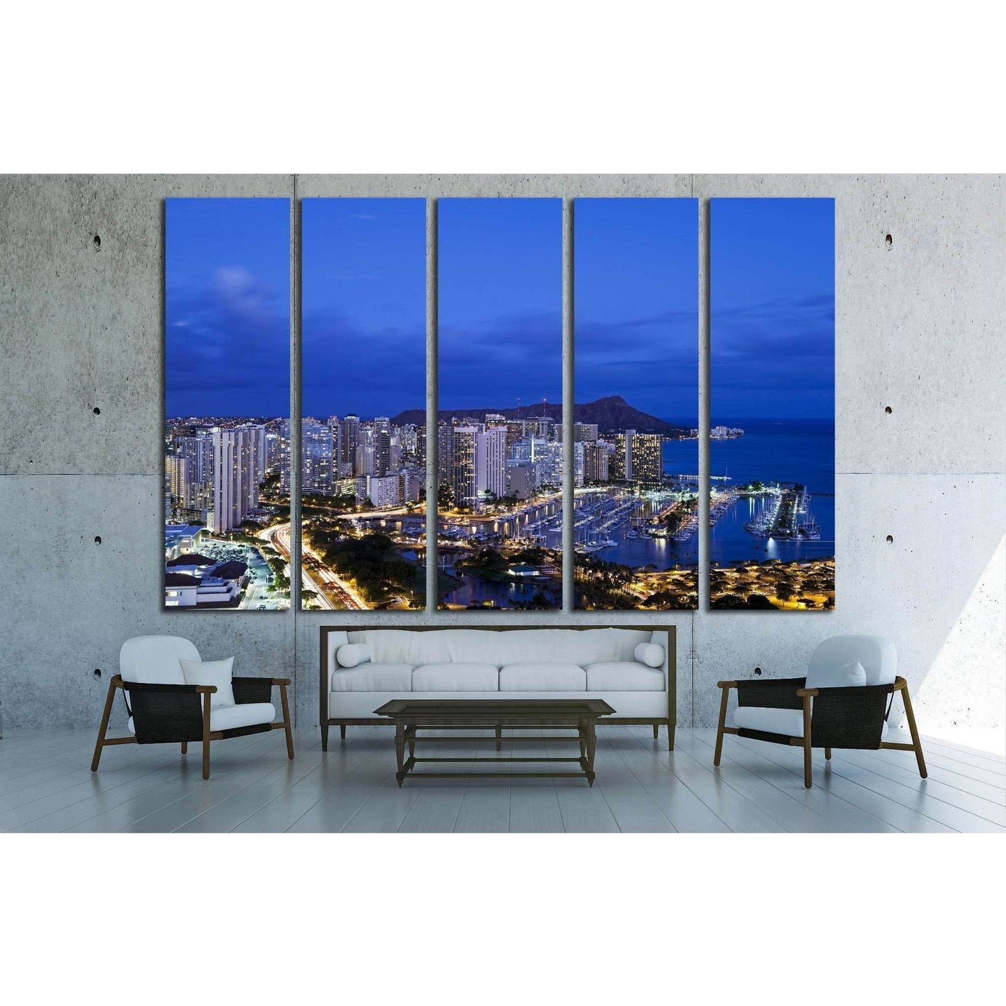 Honolulu with Ilikai Marina №1772 Ready to Hang Canvas Print - Zellart Canvas Prints ALL_Products, s-1772