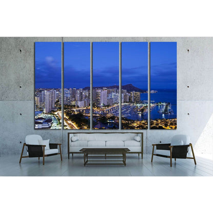 Honolulu with Ilikai Marina №1772 Ready to Hang Canvas Print - Zellart Canvas Prints ALL_Products, s-1772