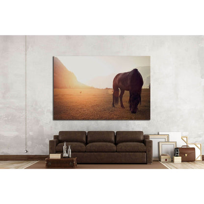 Horse in field №1327 Ready to Hang Canvas Print - Zellart Canvas Prints ALL_Products, Horses, s-1327