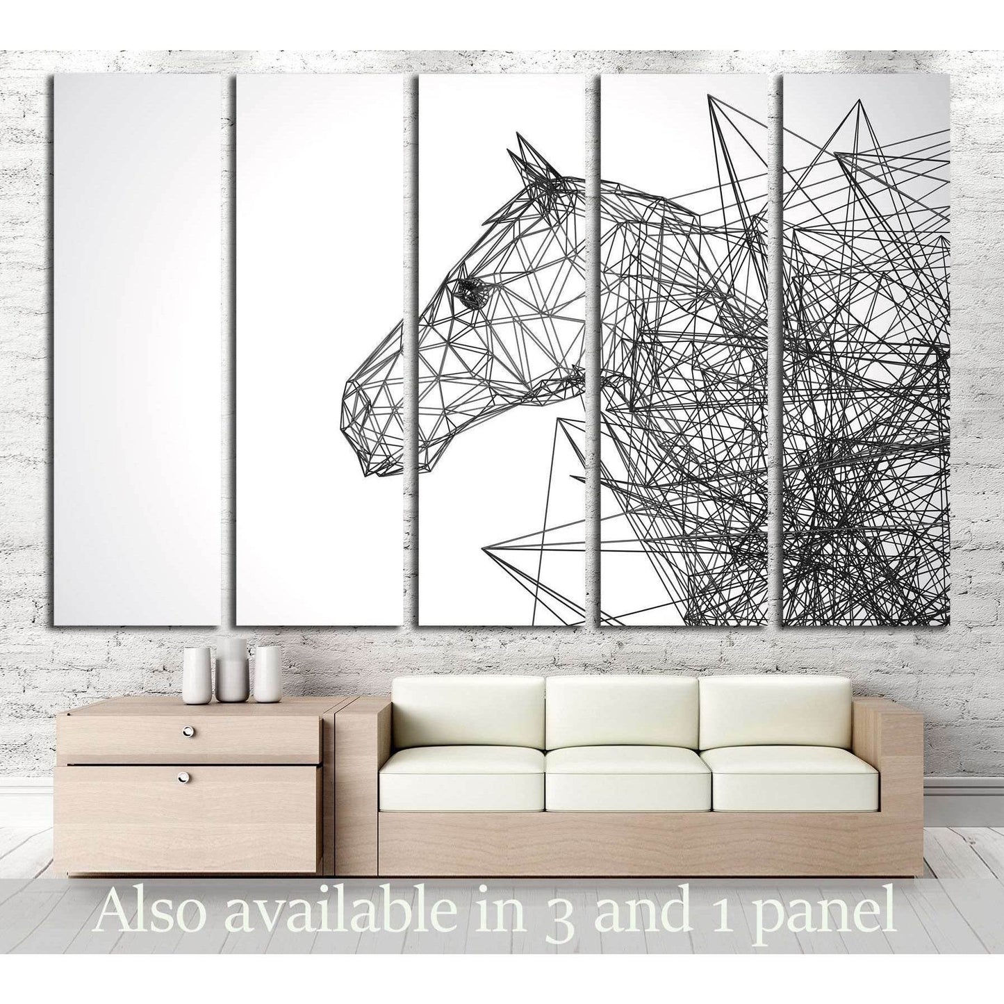 horse stylized low poly wire construction concept concepts connection №2883 Ready to Hang Canvas Print - Zellart Canvas Prints ALL_Products, Horses, s-2883