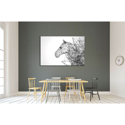 horse stylized low poly wire construction concept concepts connection №2883 Ready to Hang Canvas Print - Zellart Canvas Prints ALL_Products, Horses, s-2883