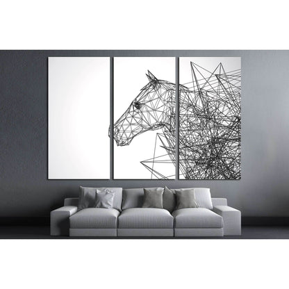 horse stylized low poly wire construction concept concepts connection №2883 Ready to Hang Canvas Print - Zellart Canvas Prints ALL_Products, Horses, s-2883