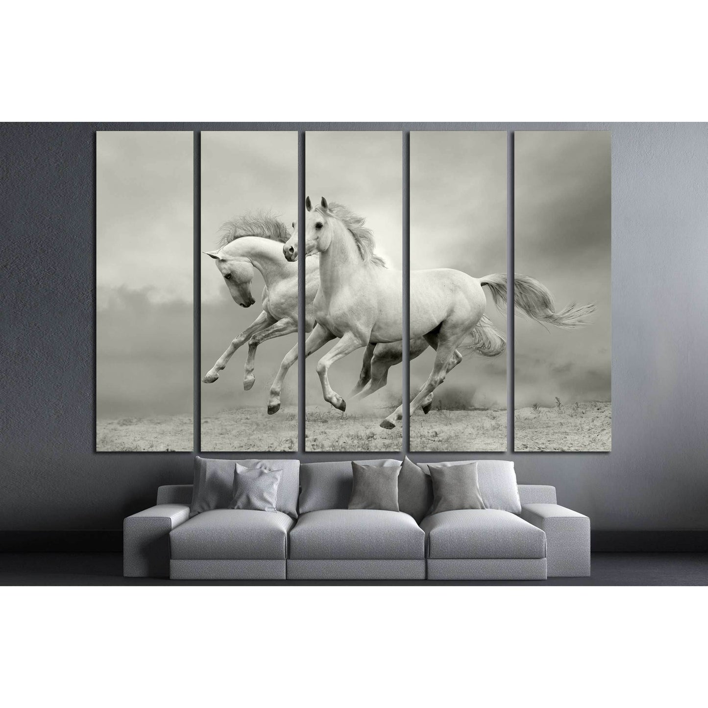 horses in summer №2786 Ready to Hang Canvas Print - Zellart Canvas Prints ALL_Products, Horses, s-2786