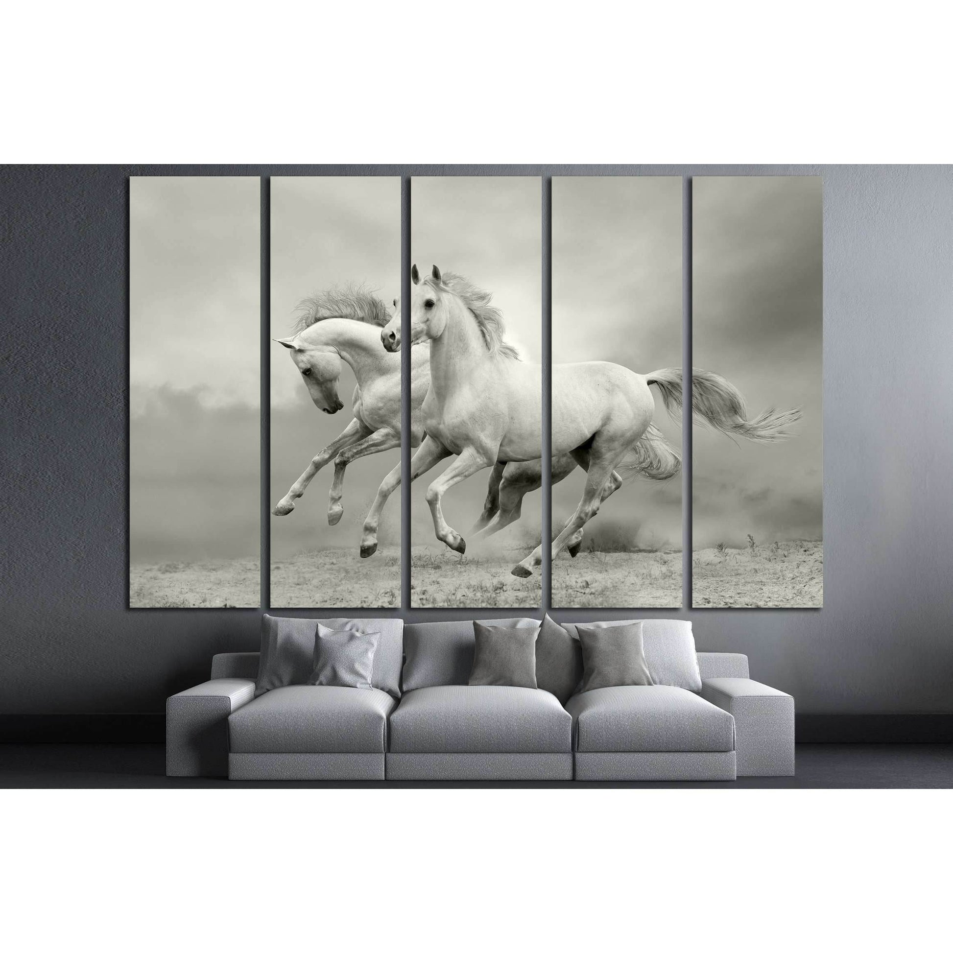 horses in summer №2786 Ready to Hang Canvas Print - Zellart Canvas Prints ALL_Products, Horses, s-2786