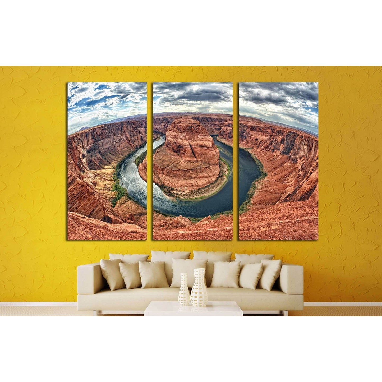 Horseshoe Bend River Canyon Multi-Panel Canvas PrintThis multi-panel canvas print features the iconic Horseshoe Bend, showcasing the natural meander of the Colorado River through rich, red canyon walls. It would serve as a stunning panoramic addition to s