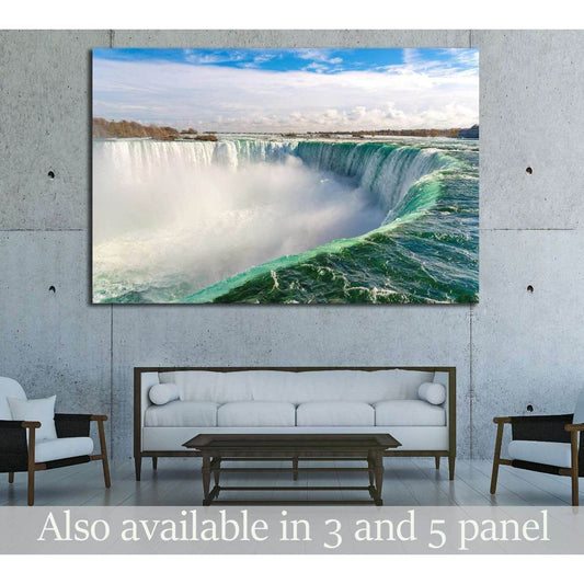 Niagara Falls Wall Art, Horseshoe Fall Canvas Print, Ontario, Canada Ready to Hang Canvas Print №2008This canvas print presents a powerful and close-up view of Niagara Falls, capturing the thunderous motion of the water and the mist that rises above. The