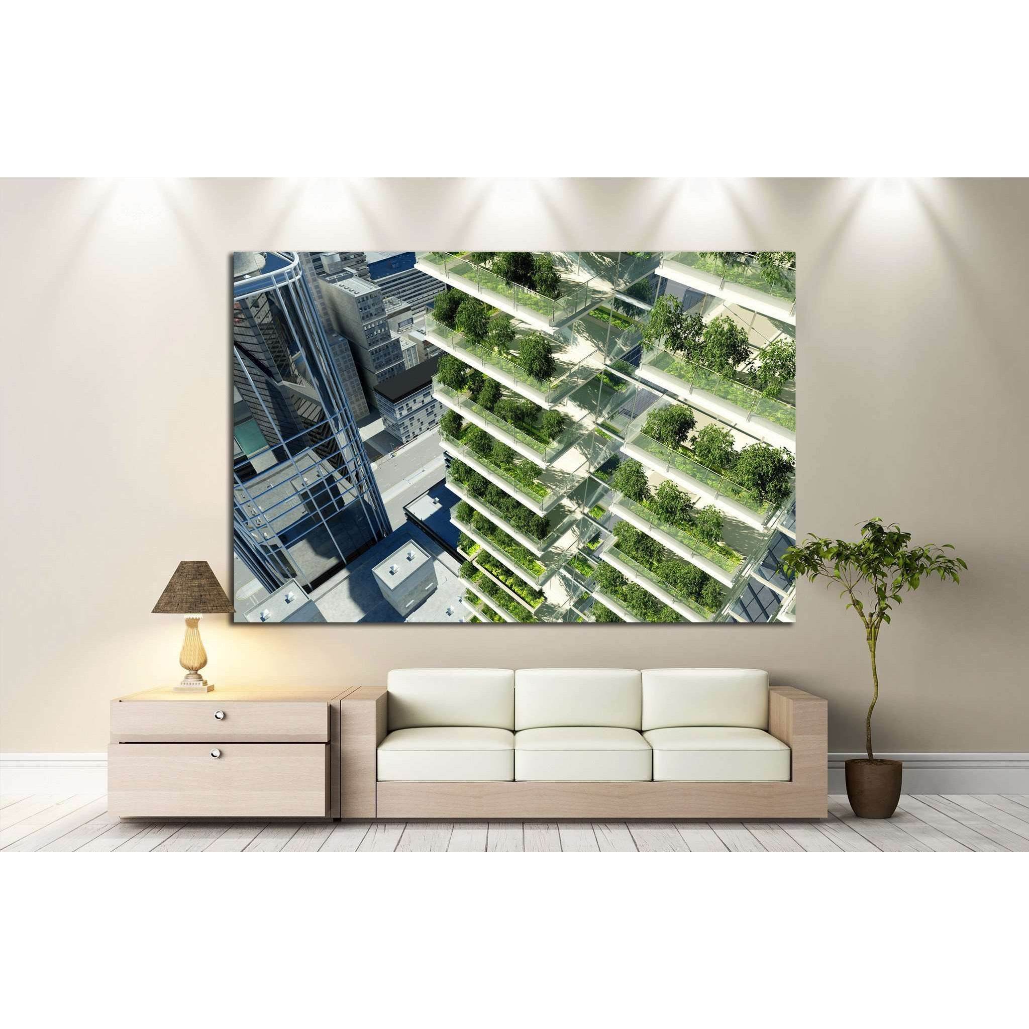 Houses of the future in the city №1439 Ready to Hang Canvas Print