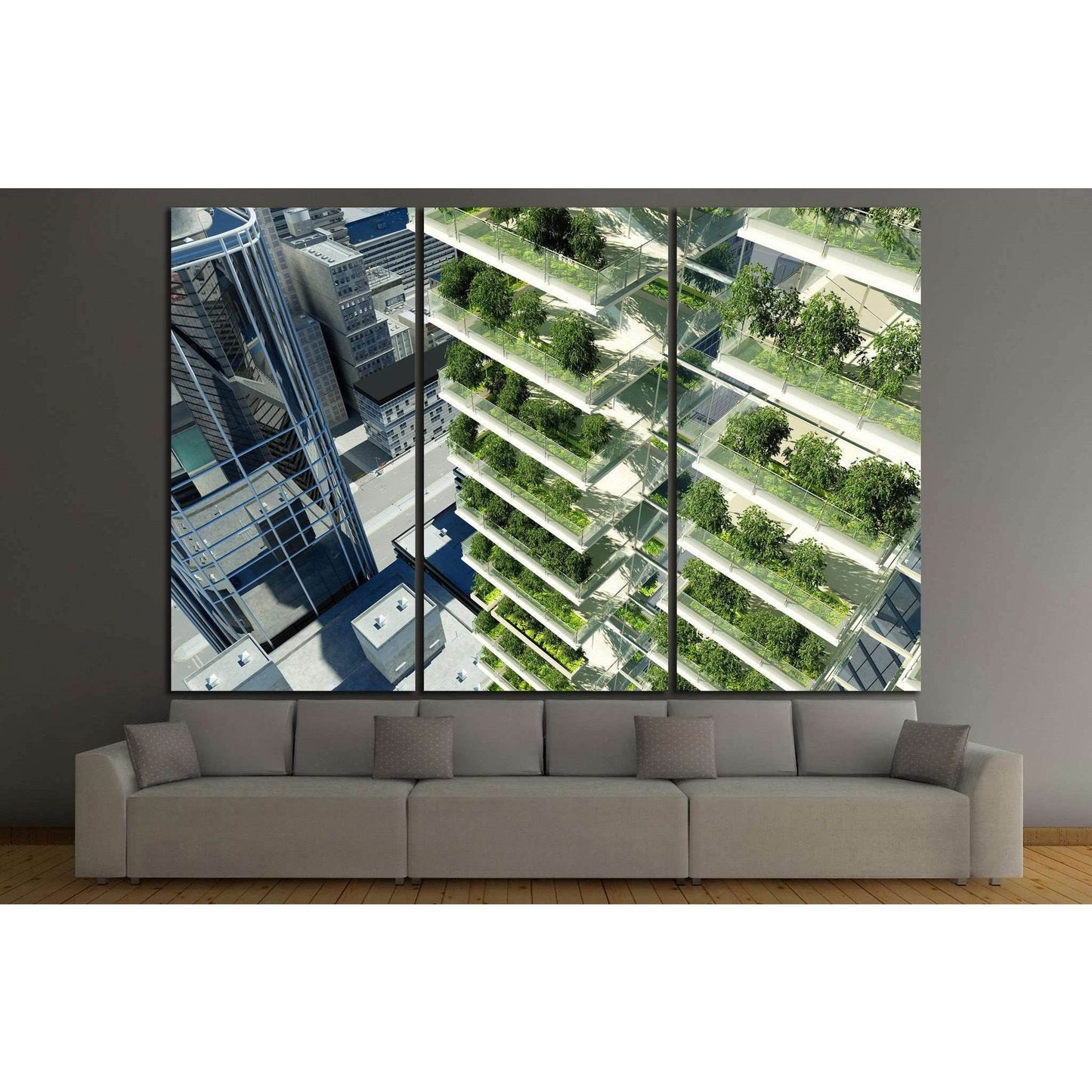 Houses of the future in the city №1439 Ready to Hang Canvas Print - Zellart Canvas Prints ALL_Products, s-1439