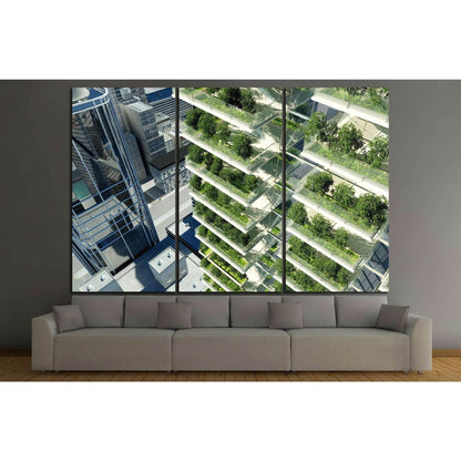 Houses of the future in the city №1439 Ready to Hang Canvas Print - Zellart Canvas Prints ALL_Products, s-1439