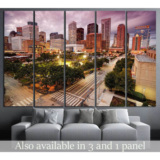 Houston Skyline at Dusk №889 Ready to Hang Canvas Print - Zellart Canvas Prints ALL_Products, s-889