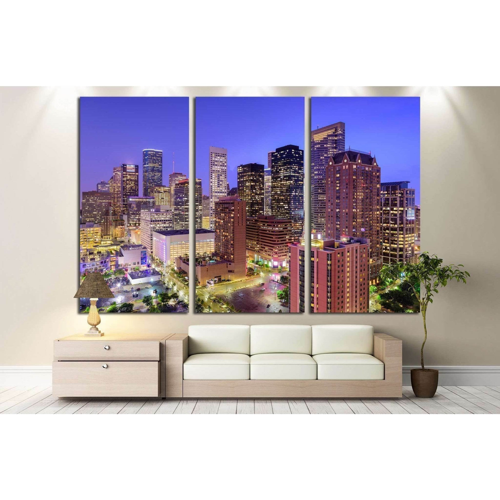 Houston, Texas, USA downtown city skyline №2073 Ready to Hang Canvas Print - Zellart Canvas Prints ALL_Products, s-2073
