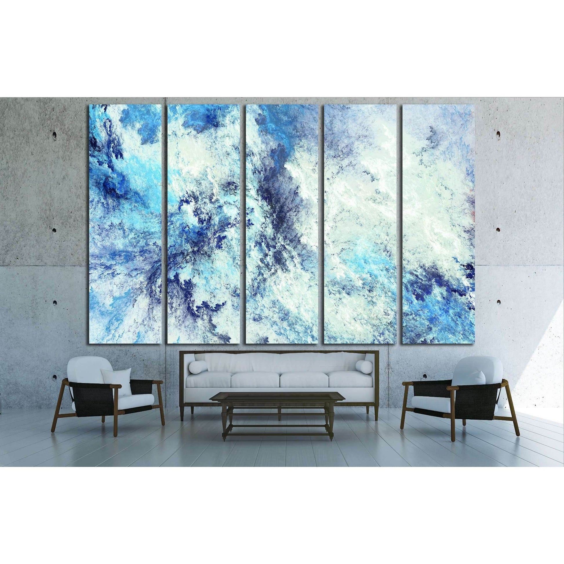 Icy clouds. Blue artistic splashes №3239 Ready to Hang Canvas Print - Zellart Canvas Prints ALL_Products, s-3239