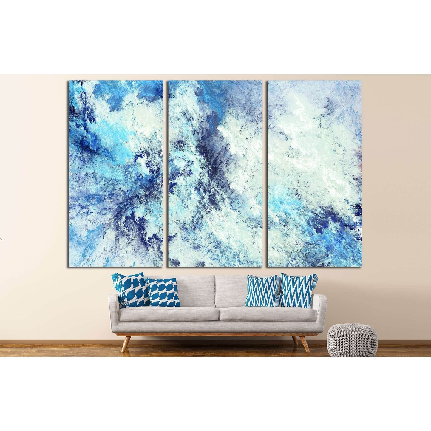 Icy clouds. Blue artistic splashes №3239 Ready to Hang Canvas Print - Zellart Canvas Prints ALL_Products, s-3239