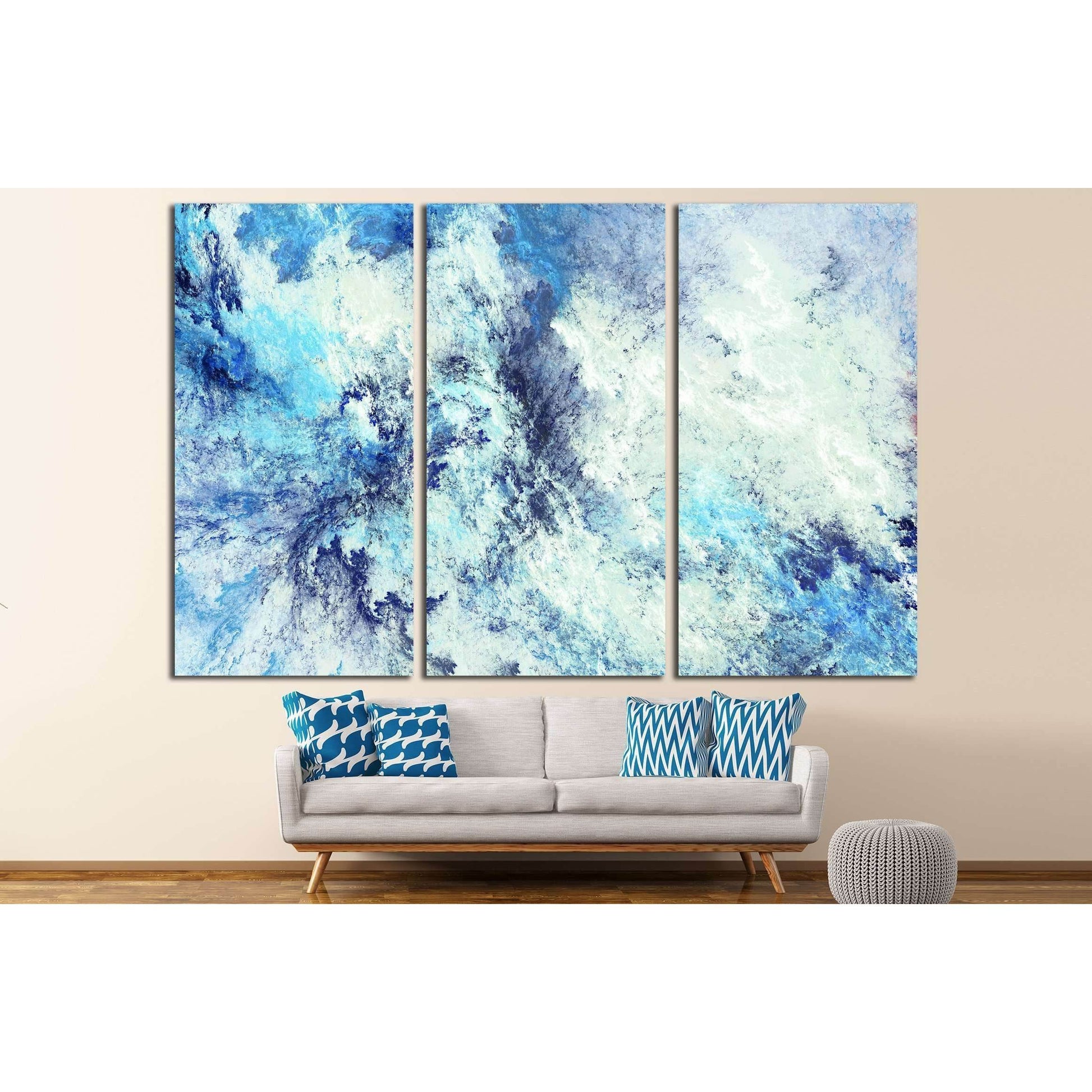 Icy clouds. Blue artistic splashes №3239 Ready to Hang Canvas Print - Zellart Canvas Prints ALL_Products, s-3239