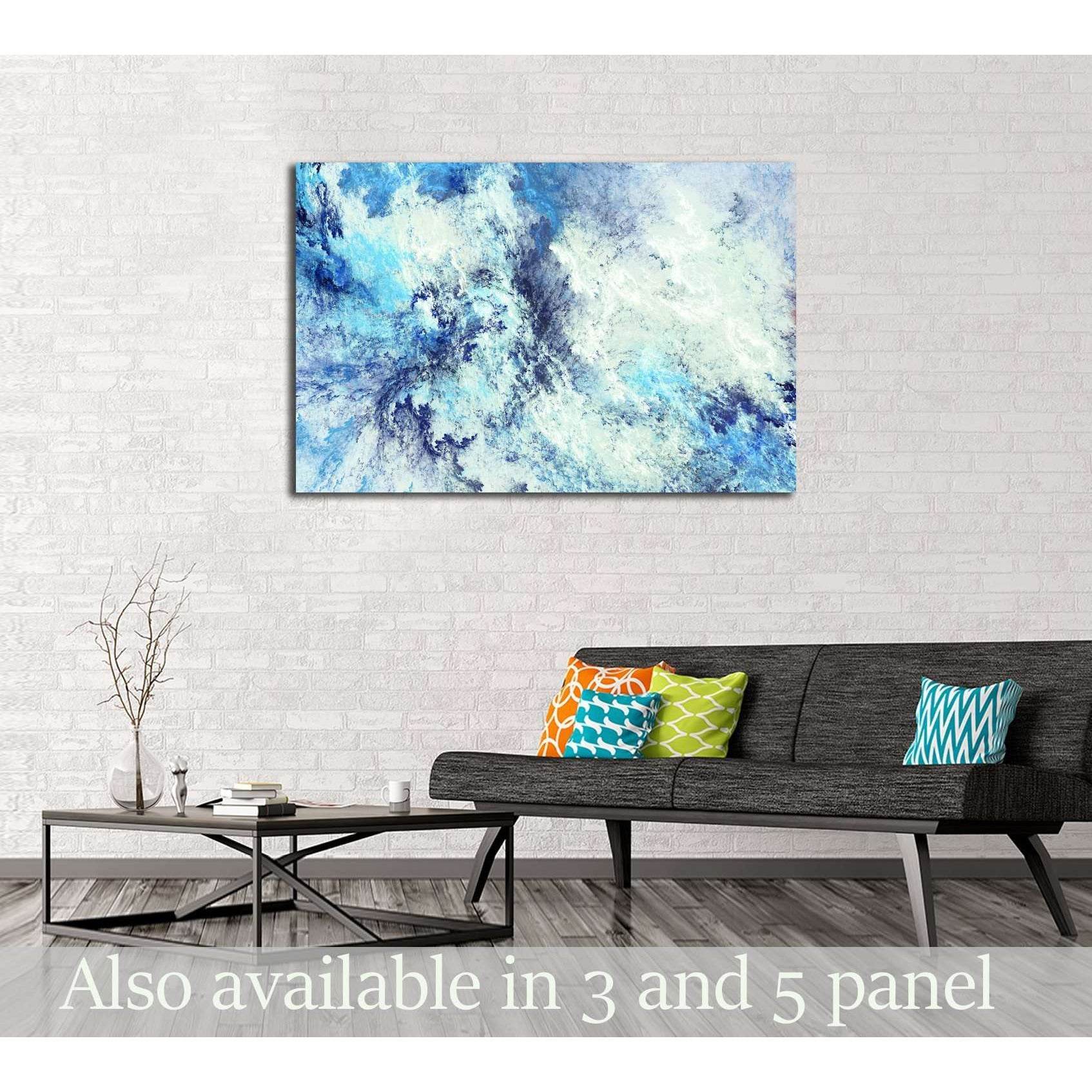 Icy clouds. Blue artistic splashes №3239 Ready to Hang Canvas Print - Zellart Canvas Prints ALL_Products, s-3239