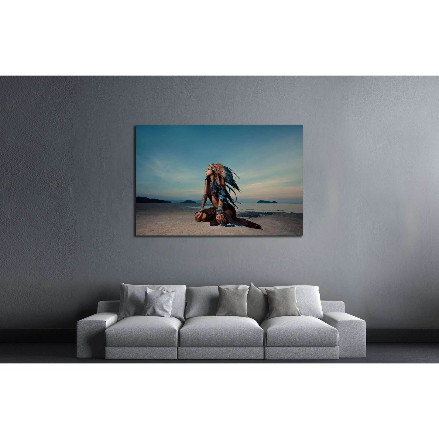 indian woman outdoors at sunset. native american style. Background with free text space №2770 Ready to Hang Canvas PrintCanvas art arrives ready to hang, with hanging accessories included and no additional framing required. Every canvas print is hand-craf