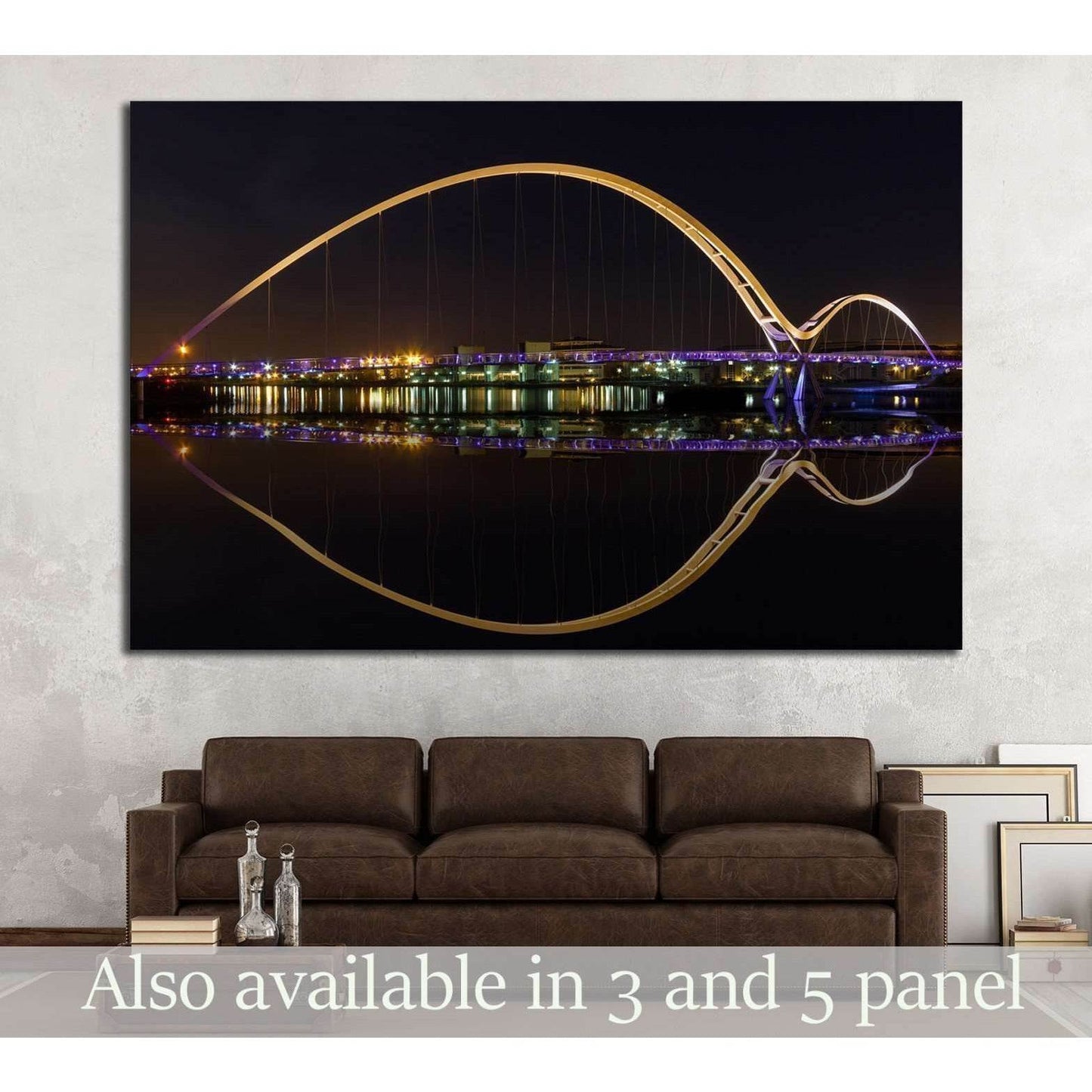 Infinity Bridge in Stockton-on-Tees across the River at Night №1681 Ready to Hang Canvas Print - Zellart Canvas Prints ALL_Products, s-1681