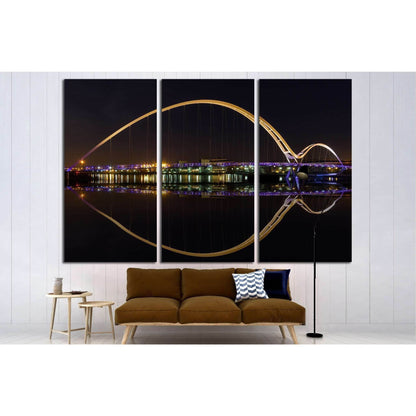 Infinity Bridge in Stockton-on-Tees across the River at Night №1681 Ready to Hang Canvas PrintCanvas art arrives ready to hang, with hanging accessories included and no additional framing required. Every canvas print is hand-crafted, made on-demand at our