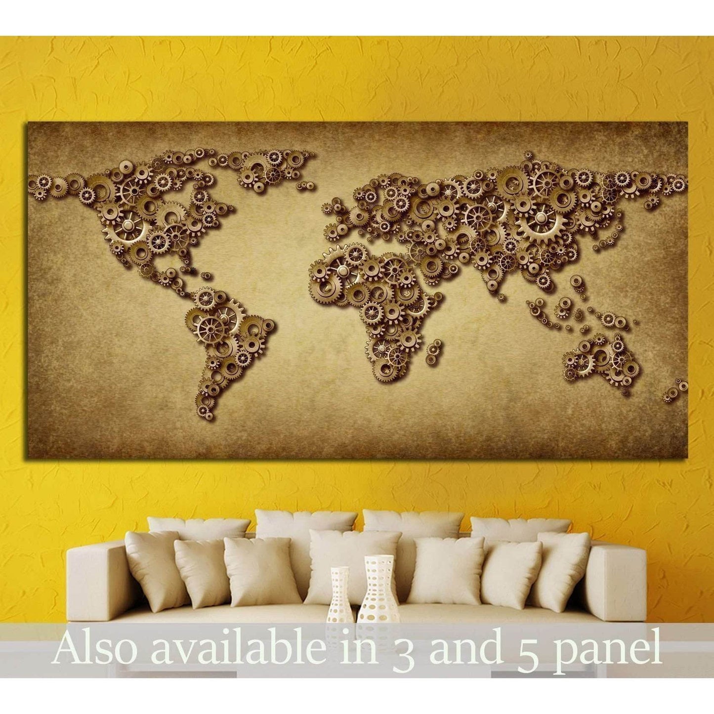 International economy old grunge map №1323 Ready to Hang Canvas Print - Zellart Canvas Prints ALL_Products, s-1323