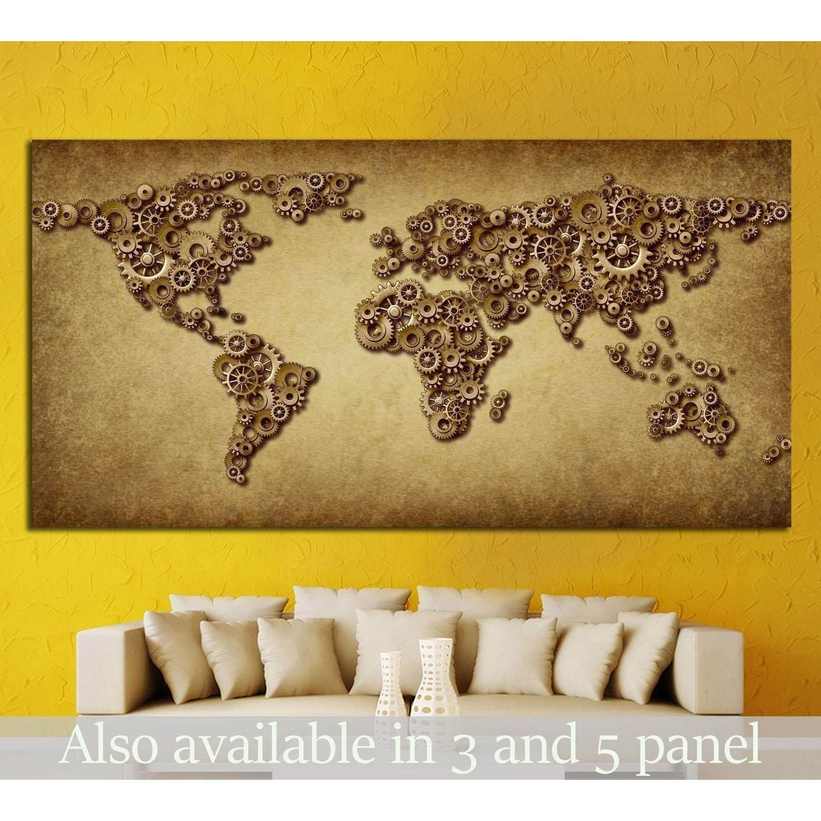 International economy old grunge map №1323 Ready to Hang Canvas Print