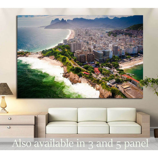 Aerial Rio de Janeiro beach canvas print with Ipanema, Copacabana, and coastal skyline
