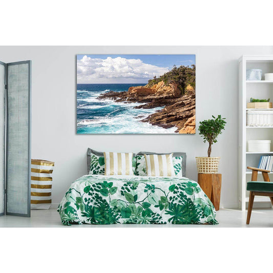 Island And Rocky Coast №SL101 Ready to Hang Canvas Print - Zellart Canvas Prints 0new, ALL_Products, Beach Ocean & Waves
