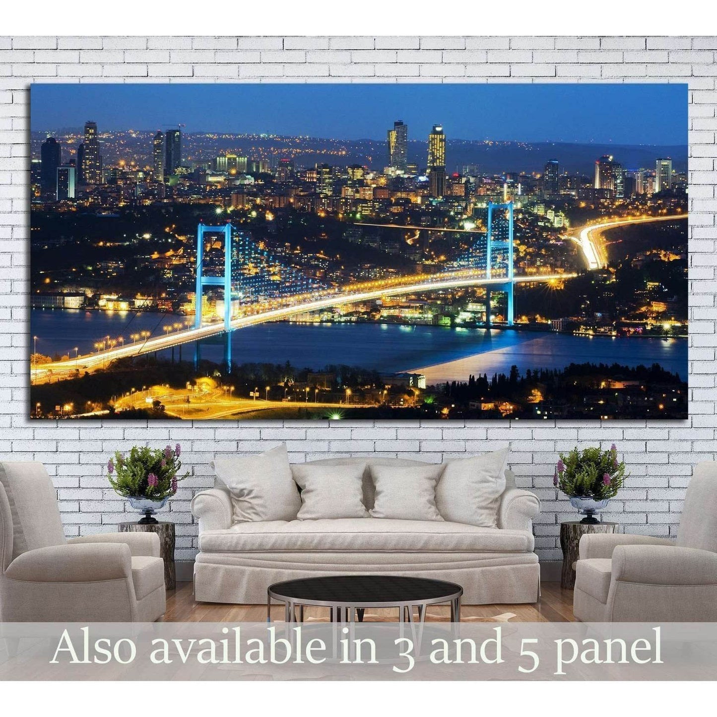Istanbul Nights, Istanbul Turkey Bosporus Bridge №1260 Ready to Hang Canvas Print - Zellart Canvas Prints ALL_Products, s-1260