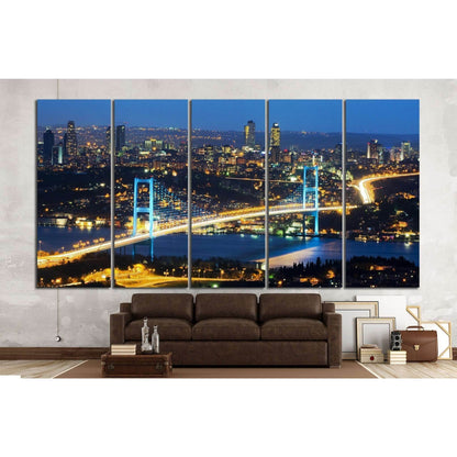 Istanbul Nights, Istanbul Turkey Bosporus Bridge №1260 Ready to Hang Canvas Print - Zellart Canvas Prints ALL_Products, s-1260