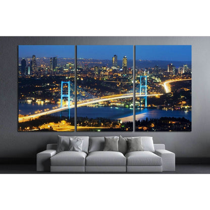 Istanbul Nights, Istanbul Turkey Bosporus Bridge №1260 Ready to Hang Canvas Print - Zellart Canvas Prints ALL_Products, s-1260