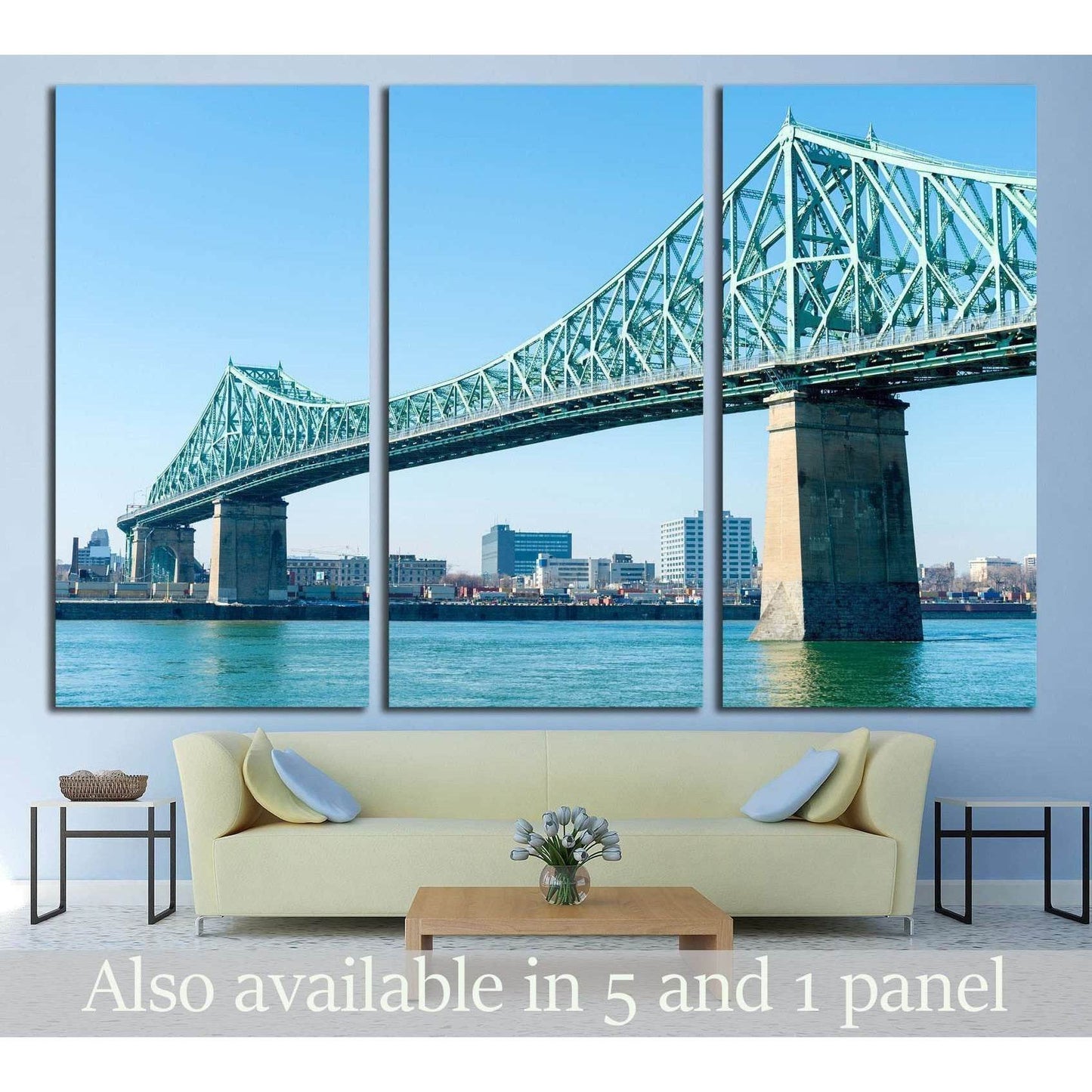 Jacques-Cartier Bridge in Montreal, at sunset №2016 Ready to Hang Canvas Print - Zellart Canvas Prints ALL_Products, s-2016
