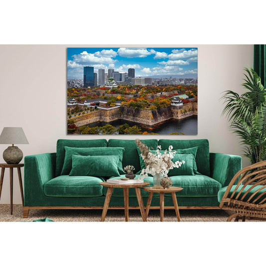 Japan Autumn Osaka Castle Park №SL635 Ready to Hang Canvas Print - Zellart Canvas Prints 0new, ALL_Products, Autumn Wall Art