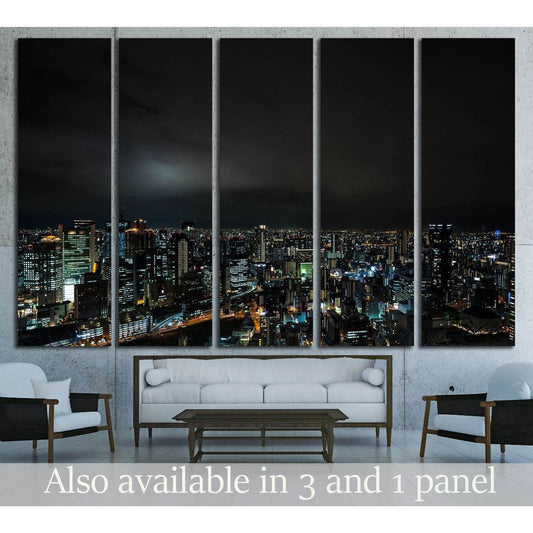 JAPAN Osaka Nightscape from Umeda Sky Building №2975 Ready to Hang Canvas Print - Zellart Canvas Prints ALL_Products, s-2975