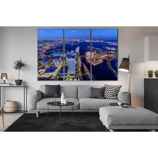 Japan Skyscrapers Yokohama River №SL307 Ready to Hang Canvas Print - Zellart Canvas Prints 0new, ALL_Products, Cityscapes & Skylines