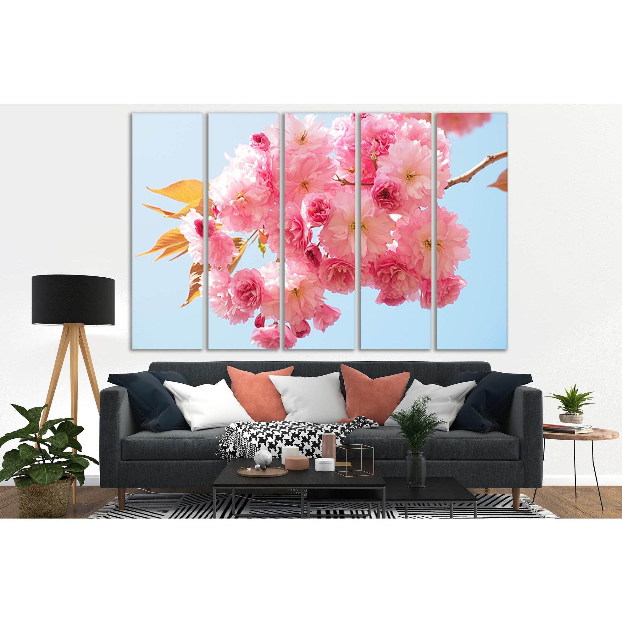 Pink Cherry Blossom Canvas Print for Living Room - Zellart