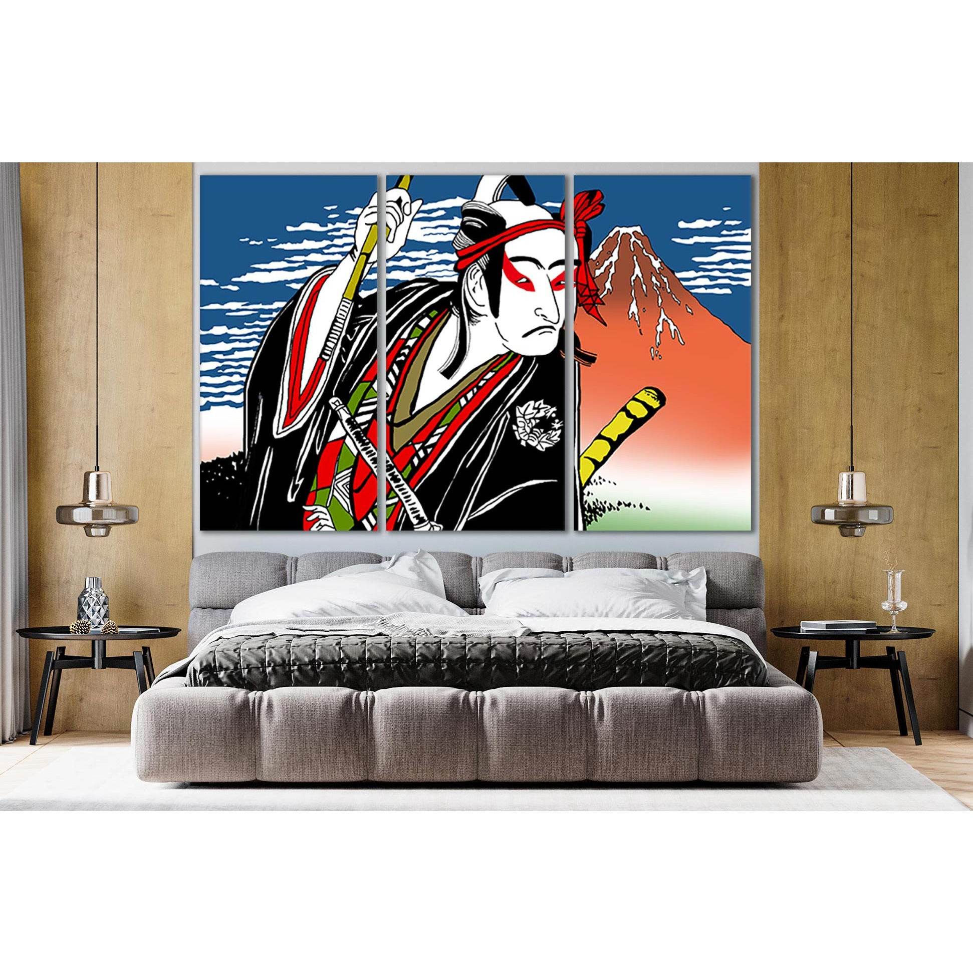 Japanese Kabuki Actor Pop Art №SL529 Ready to Hang Canvas Print - Zellart Canvas Prints 0new, ALL_Products, Pop ART