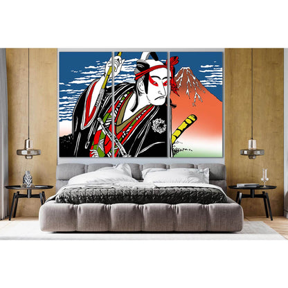 Japanese Kabuki Actor Pop Art №SL529 Ready to Hang Canvas Print - Zellart Canvas Prints 0new, ALL_Products, Pop ART