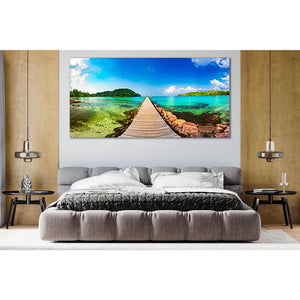 Jetty Tropical Beach №SL59 Ready to Hang Canvas Print - Zellart Canvas Prints 0new, ALL_Products, Beach Ocean & Waves