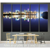 Kansas City over the Missouri River with reflections on the water №1776 Ready to Hang Canvas Print