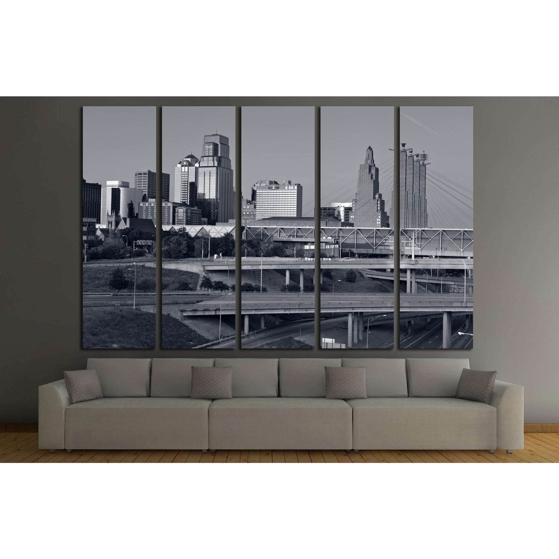 Kansas City skyline №1622 Ready to Hang Canvas Print - Zellart Canvas Prints ALL_Products, s-1622