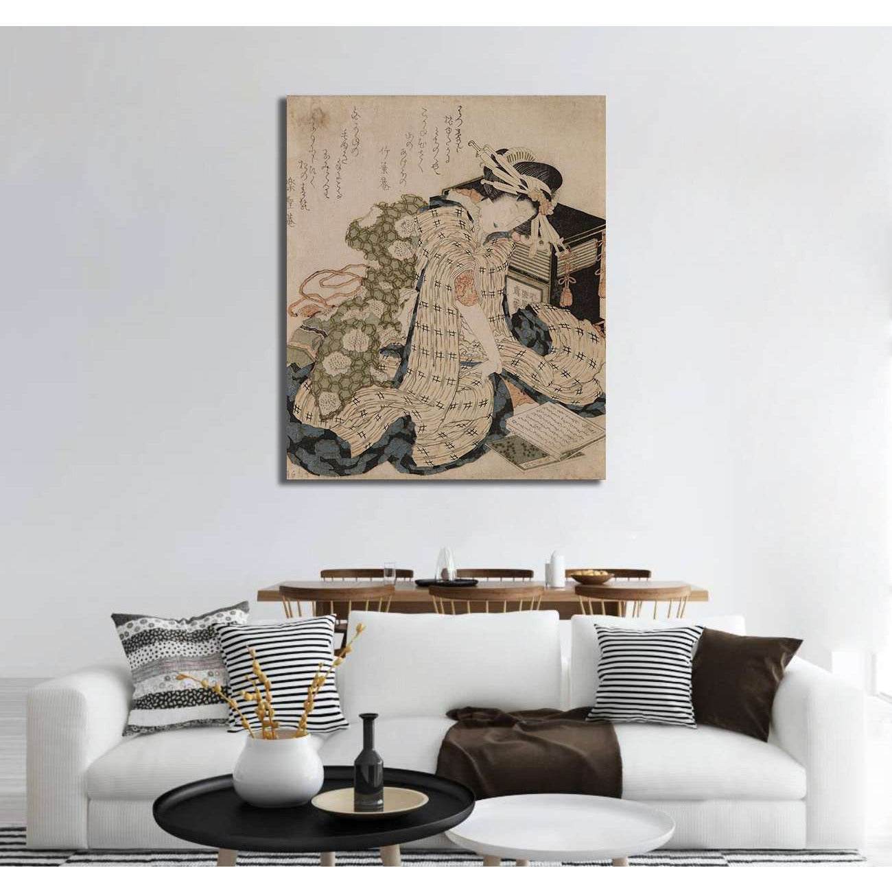 Katsushika Hokusai, Courtesan asleep - Canvas print - Zellart Canvas Prints 000Negative, 6204, ALL_Products