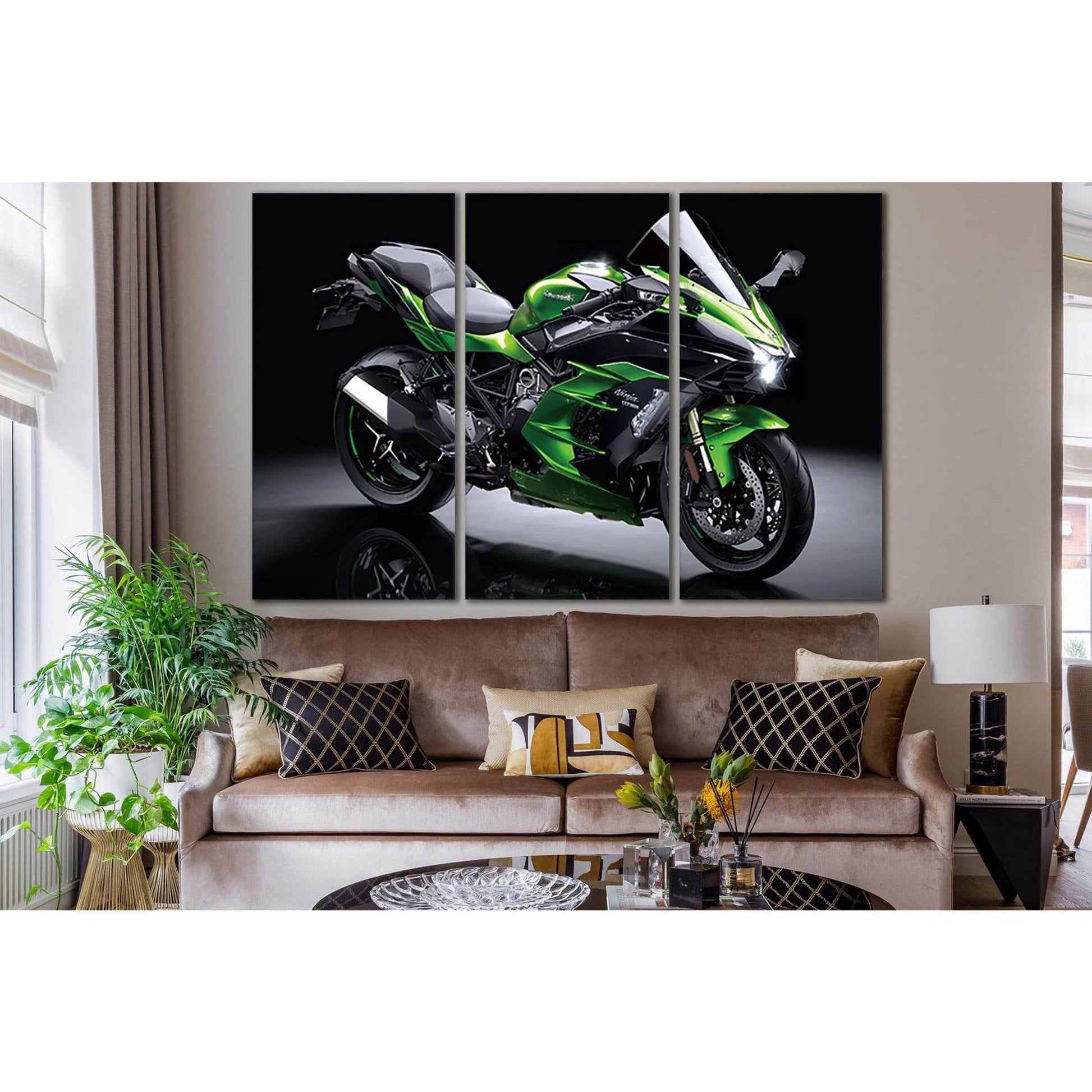 Kawasaki Sports Motorcycle №SL894 Ready to Hang Canvas Print - Zellart Canvas Prints 0new, ALL_Products, Sports & Motivation