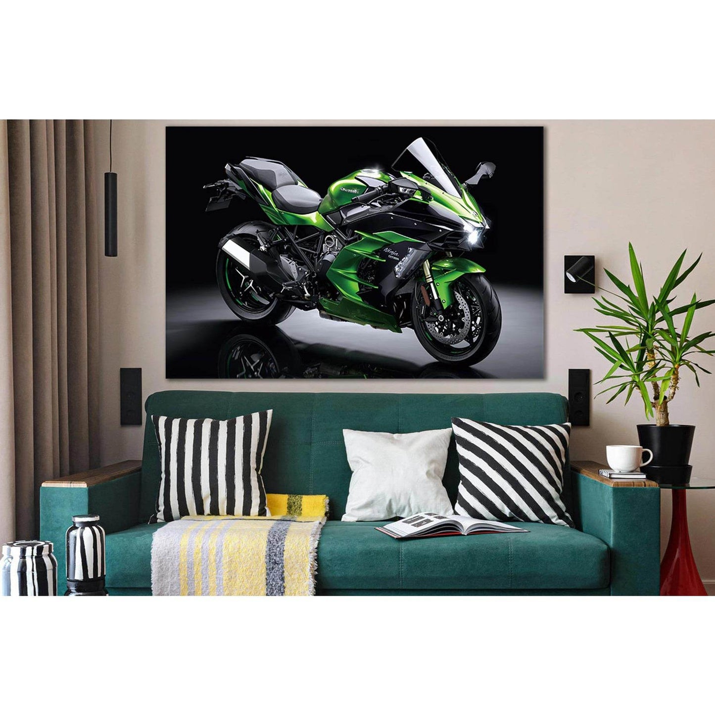 Kawasaki Sports Motorcycle №SL894 Ready to Hang Canvas Print - Zellart Canvas Prints 0new, ALL_Products, Sports & Motivation