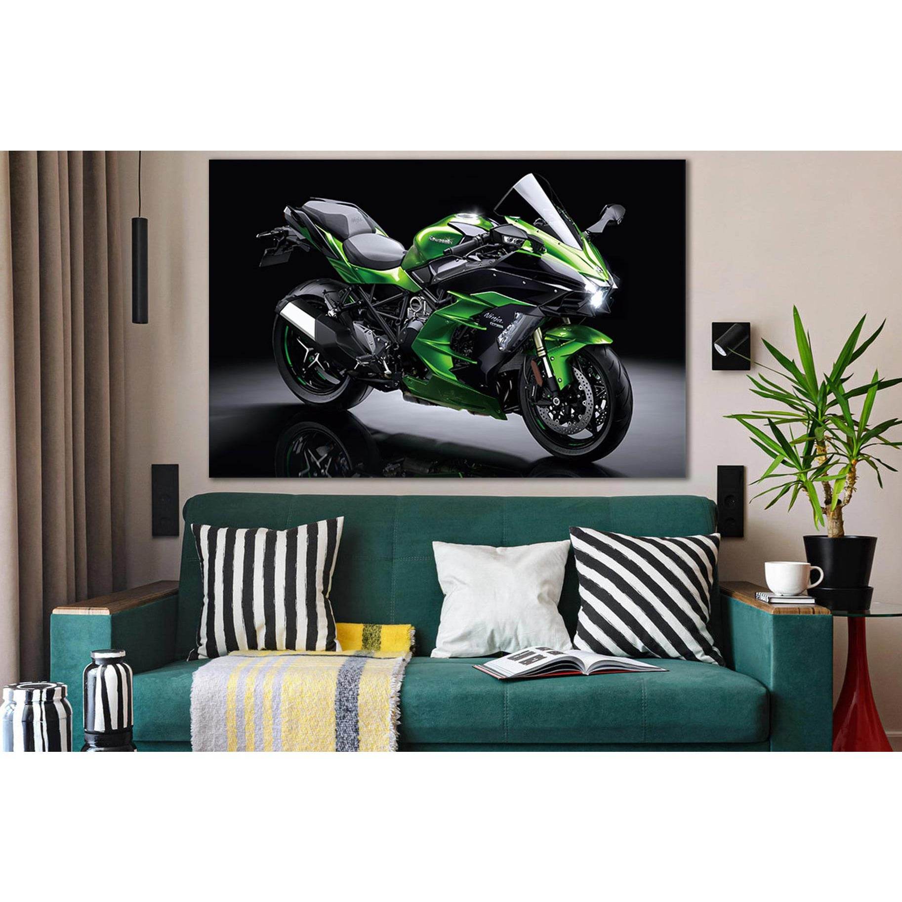Kawasaki Sports Motorcycle №SL894 Ready to Hang Canvas Print - Zellart Canvas Prints 0new, ALL_Products, Sports & Motivation