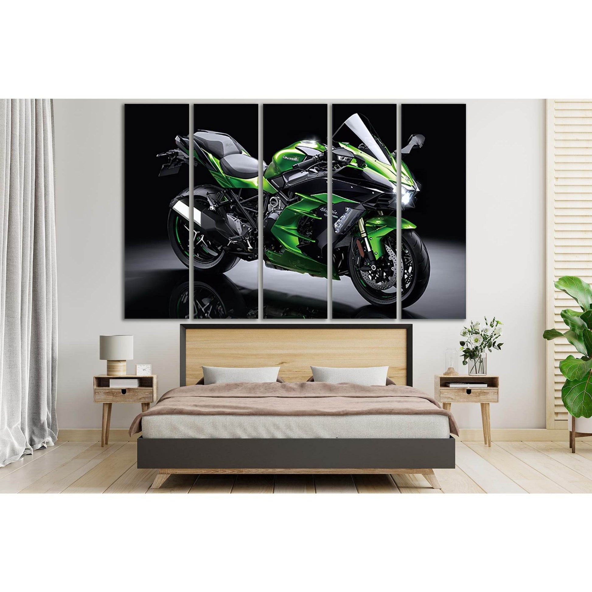 Kawasaki Sports Motorcycle №SL894 Ready to Hang Canvas Print - Zellart Canvas Prints 0new, ALL_Products, Sports & Motivation