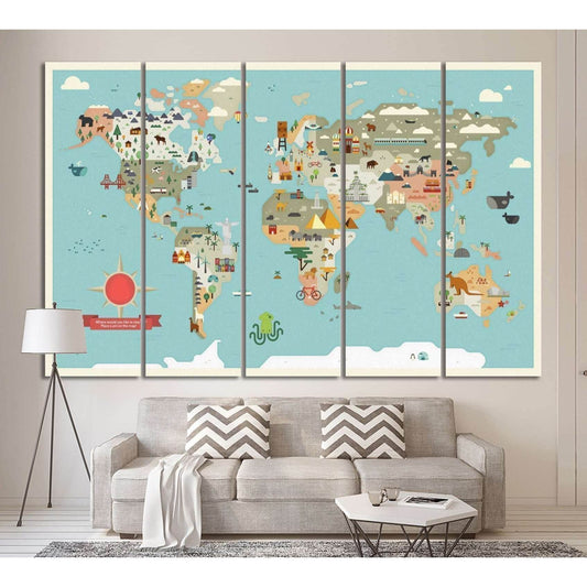 Kids world map №31 Ready to Hang Canvas PrintCanvas art arrives ready to hang, with hanging accessories included and no additional framing required. Every canvas print is hand-crafted, made on-demand at our workshop and expertly stretched around 100% Nort